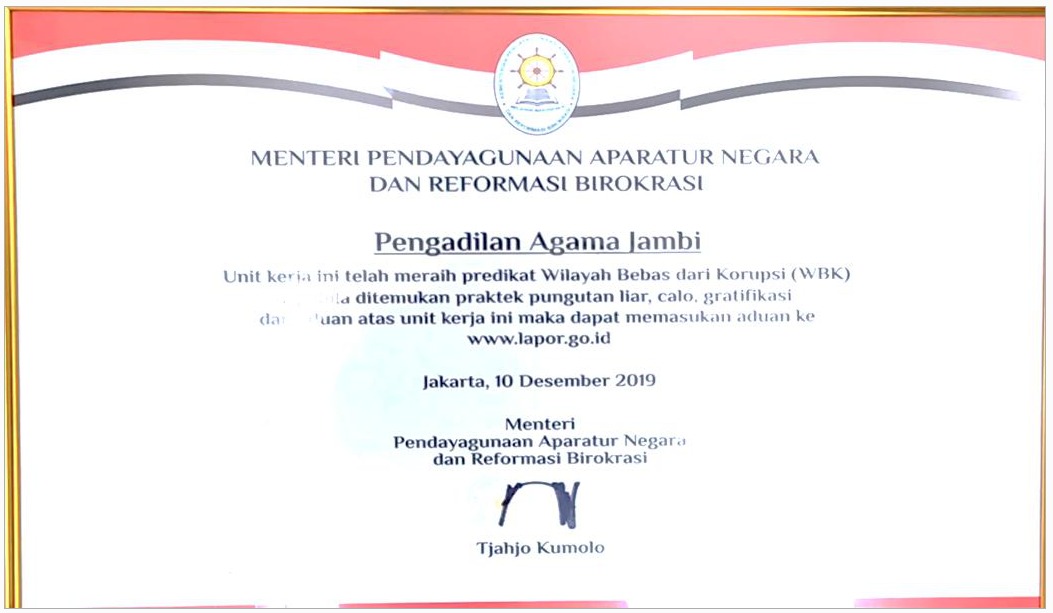 Sertifikat WBK 2019
